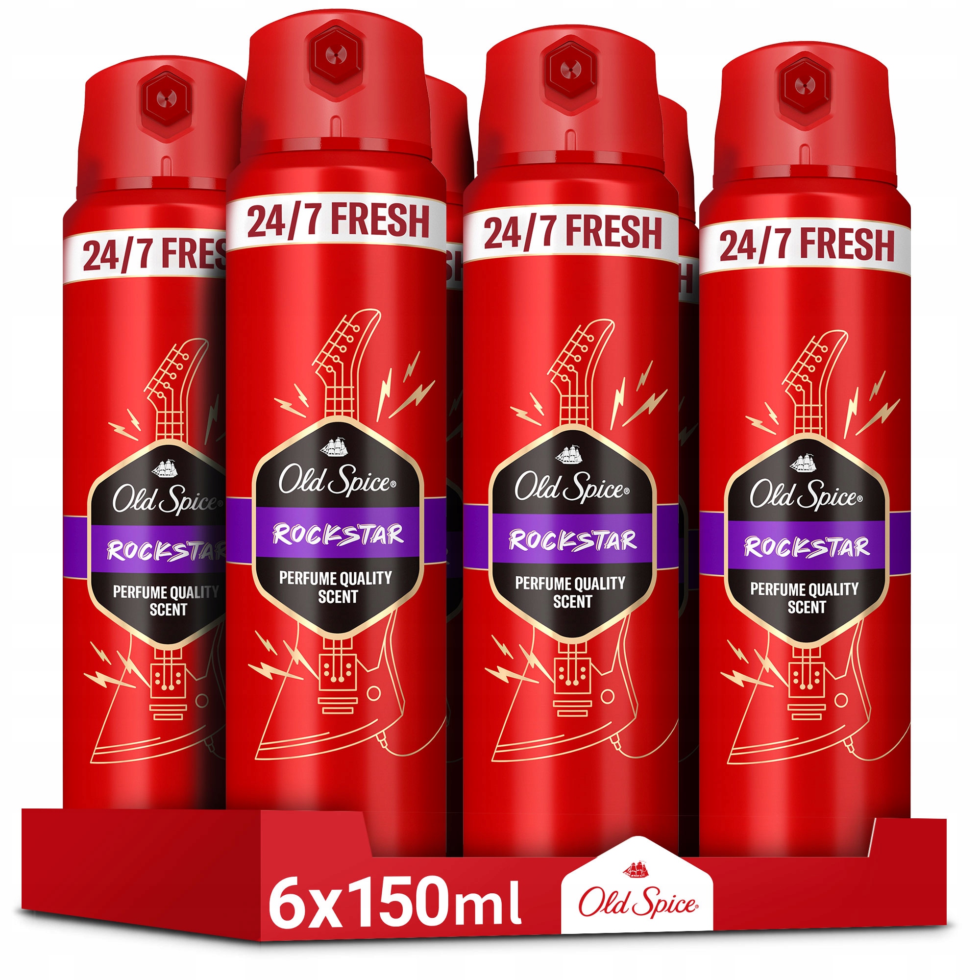 Old Spice Rockstar dezodorant v spreji pre mužov 6x150ml, sviežosť 24/7